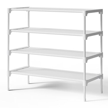 Kitsure Shoe Rack NonWoven Shoe Rack Shelf Shoe Organizer for Closet Entryway Garage Corridor Stackable Shoe Shelves 275 Wide 4 Tier White