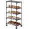 LUCKY OCEAN 5Tier Small Shoe Rack with Wheels SlideOut Metal Shoe Racks Storage AntiRust Coating Stackable Design 169W for Entryway Kitchen Living Room Office Black