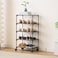 LUCKY OCEAN 5Tier Small Shoe Rack with Wheels SlideOut Metal Shoe Racks Storage AntiRust Coating Stackable Design 169W for Entryway Kitchen Living Room Office Black