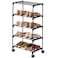 LUCKY OCEAN 5Tier Small Shoe Rack with Wheels SlideOut Metal Shoe Racks Storage AntiRust Coating Stackable Design 169W for Entryway Kitchen Living Room Office Black