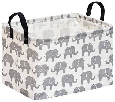 HUAYEE Baby Storage Basket Nursery Box Laundry Hamper Organization Bins for Toys and Clothes with Handles Elephant