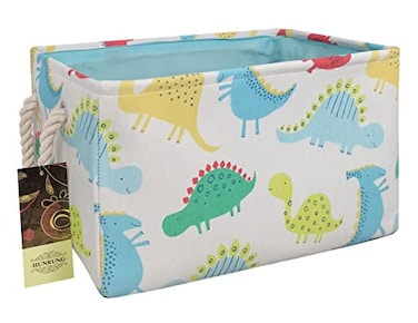 HUNRUNG Rectangle Storage Basket Cute Canvas Organizer Bin for PetChildren Toys Books Clothes Perfect for RoomsPlayroomDinosaur XL
