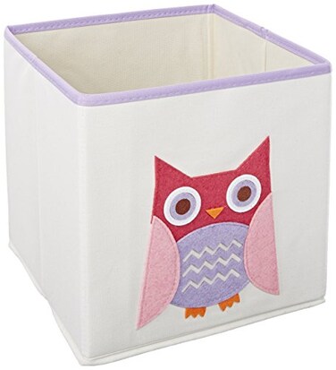 Whitmor Kids Pink Owl Canvas Collapsible Cube 10 x 10 x 10 inches