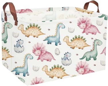 Essme Dinosaur BasketsCute Basket Dinosaur Baskets with Handles for Dinosaur Room Decor ClothesBooks BinsCute Dinosaur