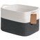 Goodpick Woven Storage Basket for Shelves Baskets for Organizing Cotton Rope Baskets with Handles Rectangle Basket for Baby Toy Storage 13 x 10 x 9 Inches White Dark Gray