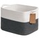 Goodpick Woven Storage Basket for Shelves Baskets for Organizing Cotton Rope Baskets with Handles Rectangle Basket for Baby Toy Storage 13 x 10 x 9 Inches White Dark Gray
