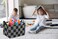 Essme Rectangular Boys BasketKids Storage Basket with Handles for Room DecorCar Storage BinBlack grid