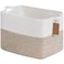 Goodpick Woven Storage Baskets for Organizing Blanket Basket Living Room Rope Baskets for Storage Rectangle Toy Basket With Handles Brown and White 18 x 14 x 12 Inches