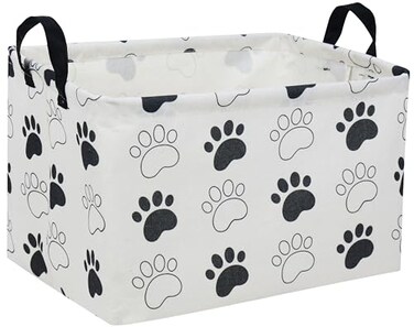 Essme Rectangular Dog Basket Cute Storage Basket with Handles for Room Decor Dog BinsPuppy Storage BinDog Paw