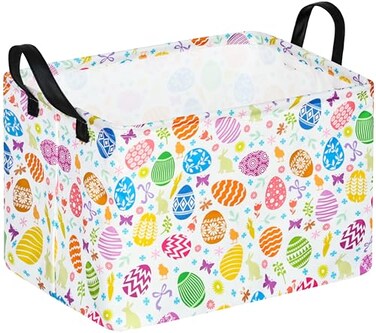 MAIZMZ Easter Storage Basket 149x102x98 Inch Foldable Bunny Decor Organizer with Waterproof Lining Kids Toy Holiday Gift Bin