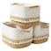 Degeyoyo 2 Pack Storage Basket for Shelves Boho Cotton Rope Storage Bins with Heavy Tassel Shelf Baskets Large Woven Baskets for Organizing Cube Organizer Bins Baby Laundry Basket for Clothes Toys Pet