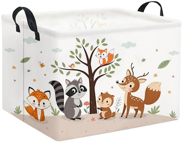 HIYAGON Rectangular Woodland Animal Basket Kids Baby Storage Basket Storage Bin Organizer Box Animal Room DecorSpring Animal