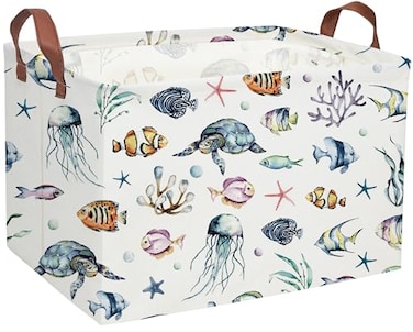 Sanjiaofeng Rectangular Kids Basket Ocean Storage BinsBoys and Girls Storage Basket with HandlesClothersToysBooksKids Gifts Bins Ocean