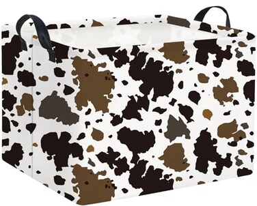 HIYAGON Rectangular Easter Cow Basket Kids Baby Storage Bin Toy Organizer Box for Boys Room Decor