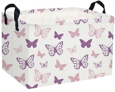 Essme Rectangular Butterfly BasketsKids Storage Basket with Handles for Girls Room Decor Girls Storage BinPurple Butterfly