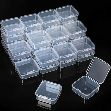 Jetec 36 Pieces Small Clear Plastic Beads Storage Containers Box with Hinged Lid Storage Case of Small Items Crafts Jewelry Hardware 212 x 212 x 079 Inches