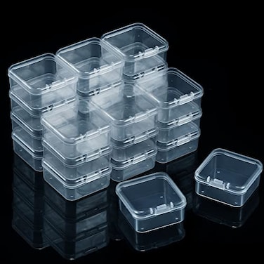 Jetec 36 Pack Clear Small Plastic Container Box Beads Organizer Boxes with Hinged Lid Square Transparent Storage Case for Small Items Jewelry Craft DIY Nail17 x 17 x 079 Inches