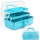 TERGOO 12in 3Layer Plastic Craft Organizers and Storage Portable Folding Tackle Box with Handle Adjustable Dividers Multipurpose Case for Sewing Art Supplies Medicine Tools Blue