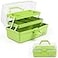 TERGOO 12in 3Layer Plastic Craft Organizers and Storage Portable Folding Tackle Box with Handle Adjustable Dividers Multipurpose Case for Sewing Art Supplies Medicine Tools Green