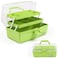 TERGOO 12in 3Layer Plastic Craft Organizers and Storage Portable Folding Tackle Box with Handle Adjustable Dividers Multipurpose Case for Sewing Art Supplies Medicine Tools Green