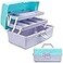 TERGOO 12in 3Layer Plastic Craft Organizers and Storage Portable Folding Tackle Box with Handle Adjustable Dividers Multipurpose Case for Sewing Art Supplies Medicine Tools Purple Blue
