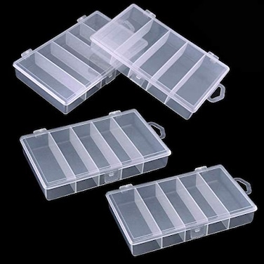 Newbested 4 Pack 5 Grid Clear Plastic Fishing Tackle Bait Hooks Storage BoxVisible Bead Jewelry Making Findings Utility Organizer Container Case for JewelryDIY Crafts71 x 43 x 12