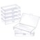 ZORRITA 6 Pack Small Plastic Containers with Hinged Lids Rectangle Clear Storage Boxes for Beads Jewelry Game Pieces Crafts Items and Office Supplies 52 x 3 x 12Inch