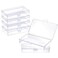 ZORRITA 6 Pack Small Plastic Containers with Hinged Lids Rectangle Clear Storage Boxes for Beads Jewelry Game Pieces Crafts Items and Office Supplies 52 x 3 x 12Inch