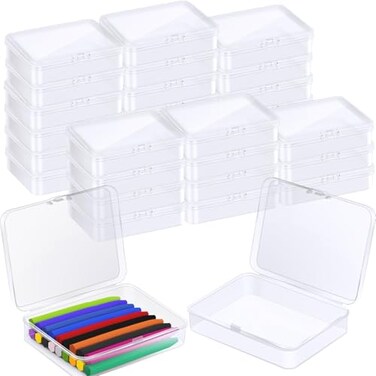 Dcocdeely 30 Pcs Plastic Crayon Box Holds 24 Crayon With Hinged Lid Clear Crayon Organizer Holder Case Crayon Storage Containers for Art Crafts School Classroom Supplies 30