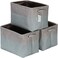 Sea Team 3Pack Large Storage Basket Set Trunk Organizer Clothes Toys Bin 15 x 10 x 10 Inches Big Rectangular Canvas Fabric Collapsible Shelf Box with Handles for Kids Room GreyStone Blue