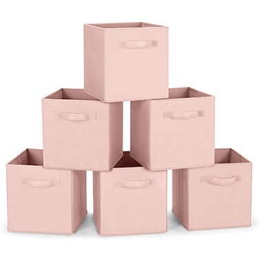 MaidMAX Fabric Storage Bins 10510511 Foldable Cloth Cube Storage Bins for Home Bedroom Closet Drawers Organizer Pink Set of 6
