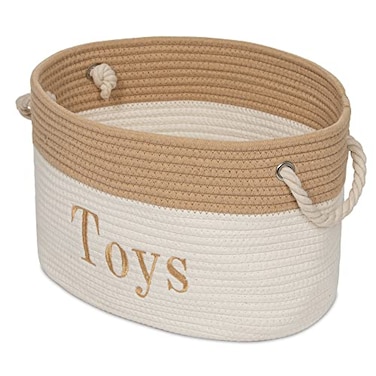 Modern Designs Pro Toy Basket 15 x 11 x 9 Toy Storage Bin Embroidered Storage Bins Tote Bin for Nursery Playroom Living Room Classroom Toy Bin