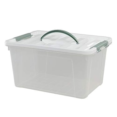 Saedy 14 Quart Latching Box Great Funtionality Plastic Storage Bin with Lid Clear Transparent Box with Handles