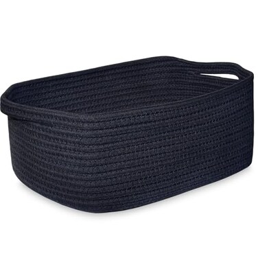 ABenkle Small Storage Basket with Handles Cotton Rope Woven Dog Cat Toy Bin Decorative Shelves Closet Organizing for Nursery Laundry Bedroom Bathroom 142x 11x 51