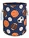LANGYASHAN Laundry Basket Canvas Collapsible Organizer Storage Basket for Boys Girls Laundry Hamper Toy Bins Gift Baskets Bedroom Clothes Children Nursery Navy Ball Game