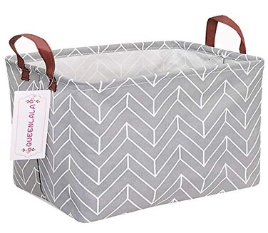 QUEENLALA Rectangular laundry basket with handlesRoom decor Nursery decorHamper for nurseryKids Foldable Nursery Laundry Basket for OrganizingRecGrey Wheat