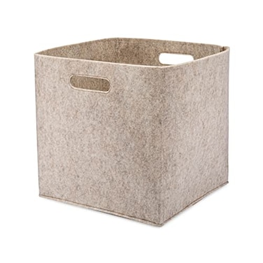 Parker Baby Co. Parker Baby Felt Foldable Storage Cube 13 Inch Nursery Cubby Bin for Cube Organizer Closet Organizers and Storage Toy Bin Rope Baskets Bins for Toys Storage Oatmeal