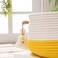 KAKAMAY Woven Baskets for Storage16x8Blanket Basket for Organizing Living RoomCotton Rope Basket Woven Baby Laundry HamperCollapsible Laundry Room OrganizationClothesToy ChestYellow