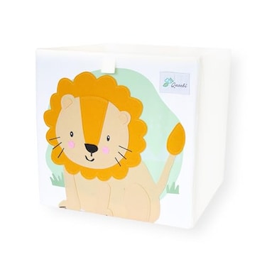 Queebi Storage Cube Organizer for Nursery Playroom Bedroom Closet Foldable Box 13x13x13 inches Childrens Toy Box Diaper Caddy Clothing Basket Book Bin Baby Essentials Gift Lion