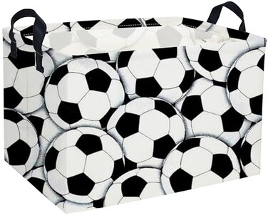 Sanjiaofen Rectangular Soccer BasketKids BasketsWaterproof PE Coating Cute Bin with HandlesBoys BinsToys BoxBooks BasketsGifts Bin Soccer basket
