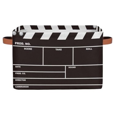OSAM SPACE Movie Clapper Board Large Storage Bin Collapsible Storage Basket with Handles Laundry Basket Hamper Organizer Foldable Storage Box for Toys Bedroom Kids Room
