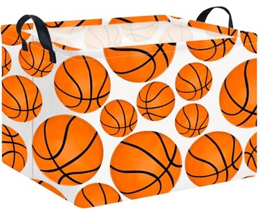 CLOCOR Rectangular Basketball Print Storage Basket EmptyGift BasketBooks BoxRoom DecorBasketball