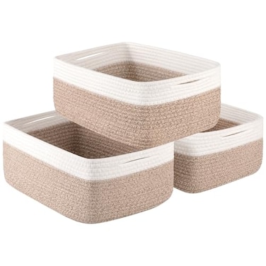 OIASKET Storage Baskets for Organizing 3 Pack Woven Baskets for Shelves Closet Organizer Bins Empty Gift Basket Toy Storage for Toys Books Towels Clothes 15x1142x67 Yellow