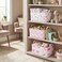 BBSET 3 Pcs Pink Bow Storage Basket Coquette Girls Rectangle Storage Bins Box with Handles Bows and Chery Shelf Basket Ideal for Room Nursery Decor Books Organizing Clothes Toys