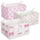 BBSET 3 Pcs Pink Bow Storage Basket Coquette Girls Rectangle Storage Bins Box with Handles Bows and Chery Shelf Basket Ideal for Room Nursery Decor Books Organizing Clothes Toys