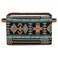 BENGRONGAE Boho Style Brown Ethnic Painted Square Storage Basket Fabric Storage Bin with Leather Handles Aztec Pattern Collapsible Storage Bin Nursery Hamper for Organizing Toys Clothes Books Gift Bas