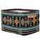 BENGRONGAE Boho Style Brown Ethnic Painted Square Storage Basket Fabric Storage Bin with Leather Handles Aztec Pattern Collapsible Storage Bin Nursery Hamper for Organizing Toys Clothes Books Gift Bas