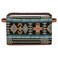 BENGRONGAE Boho Style Brown Ethnic Painted Square Storage Basket Fabric Storage Bin with Leather Handles Aztec Pattern Collapsible Storage Bin Nursery Hamper for Organizing Toys Clothes Books Gift Bas