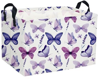 DDBASKET Rectangular Butterfly Baskets Girls Basket Kids Storage Bins Girls Storage Bin Organizer Box Room Decor for HomePurple Butterfly