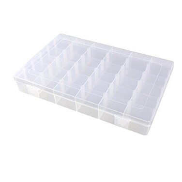 KLOUD City Clear Plastic Jewelry Box Organizer Storage Container with Adjustable Dividers 36 Grids